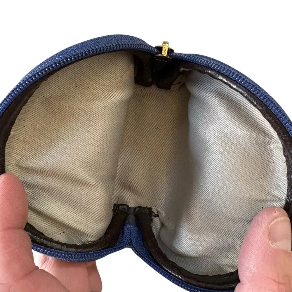 Nicoli Floral Navy Leather Cosmetic Pouch/coin purse